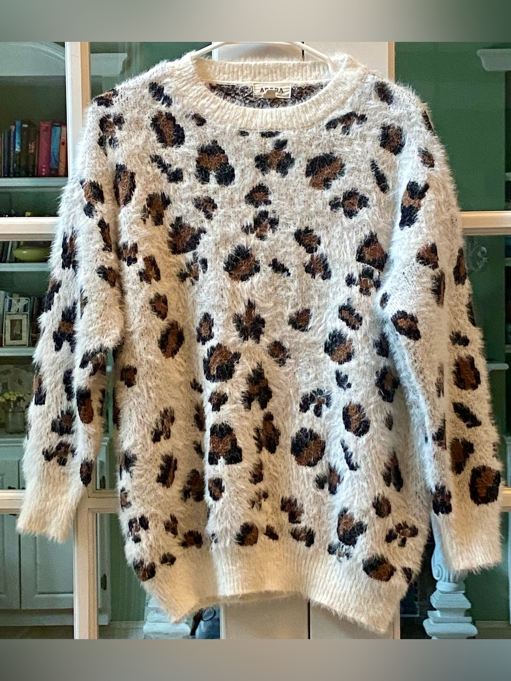 Adora Leopard Print Mohair Like Sweater Size Medium